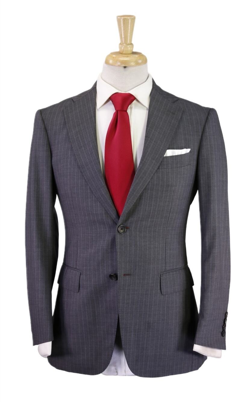 Paul Stuart Gray w/ Purple Pinstripe 2-Btn Wool Suit 36S